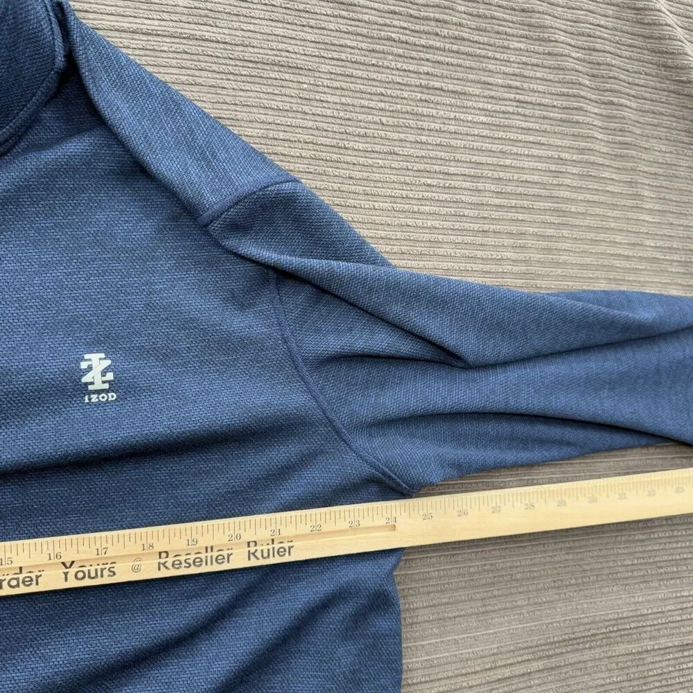 Izod Golf Pullover Men XL Blue Polyester 1/4 Zip Long Sleeve‎ Golf Preppy.